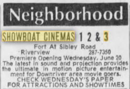 Showboat 5 (Showboat Cinemas 1 2 & 3) - JUNE 16 1973 OPENING AD